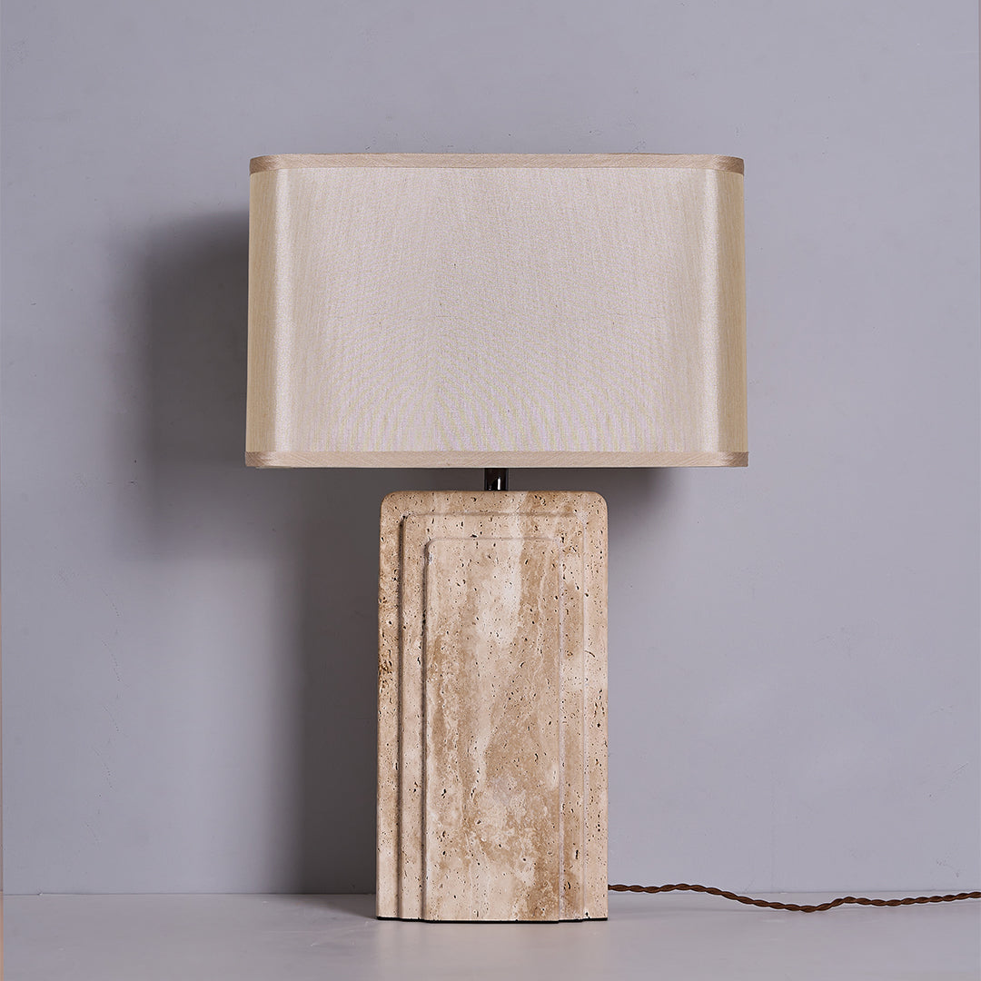 Travertine White Shade Table Lamp JA050 -  Desk\table Lamps - ebarza Furniture UAE | Shop Modern Furniture in Abu Dhabi & Dubai - مفروشات ايبازرا في الامارات | تسوق اثاث عصري وديكورات مميزة في دبي وابوظبي