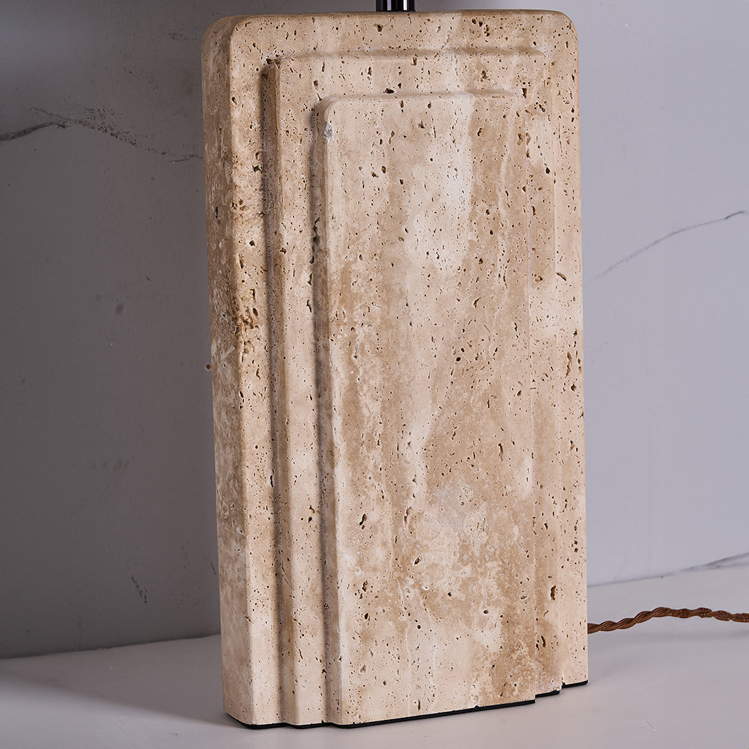 Travertine White Shade Table Lamp JA050 -  Desk\table Lamps - ebarza Furniture UAE | Shop Modern Furniture in Abu Dhabi & Dubai - مفروشات ايبازرا في الامارات | تسوق اثاث عصري وديكورات مميزة في دبي وابوظبي