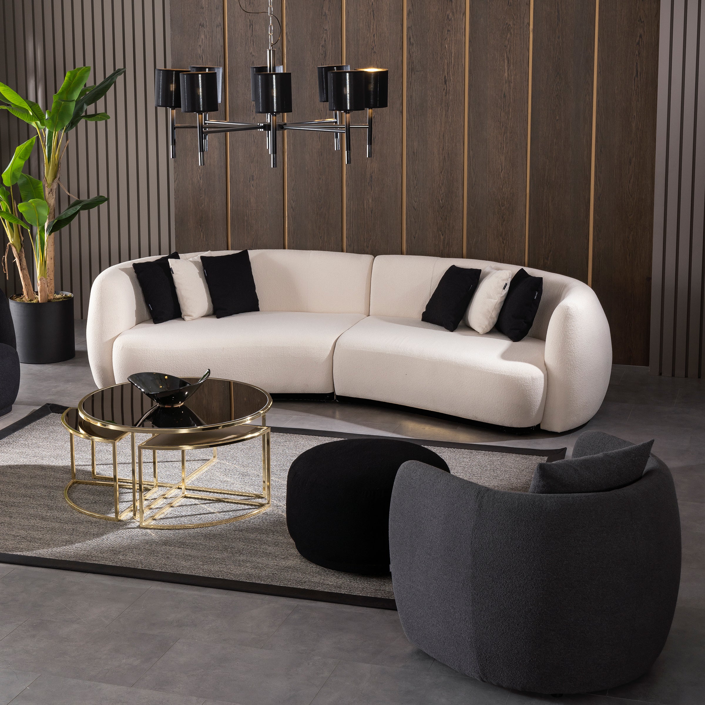 Buy CROWN 4 SEATER CURVED SOFA SBRN-CRN4SS | ebarza Modern Furniture in ...