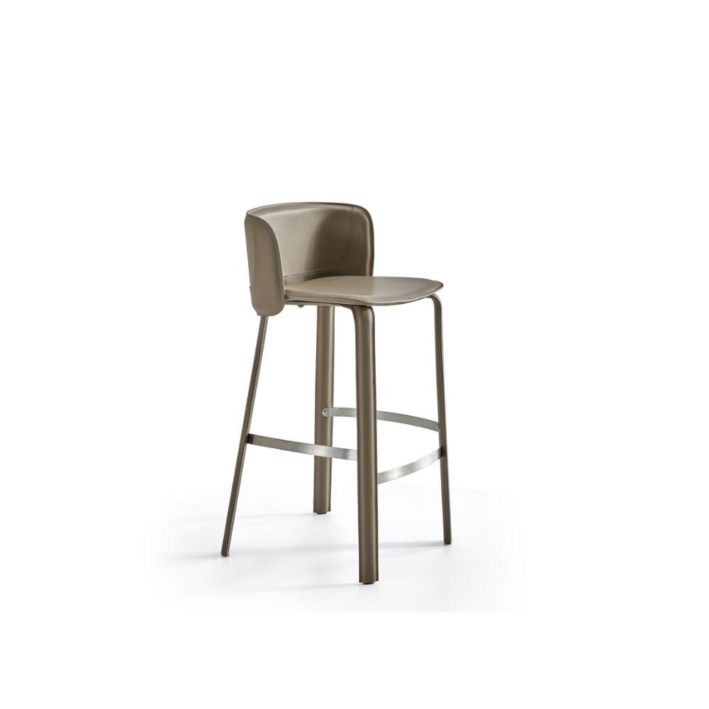 Beige Saddle Leather Bar Stool PZ-228-BAC