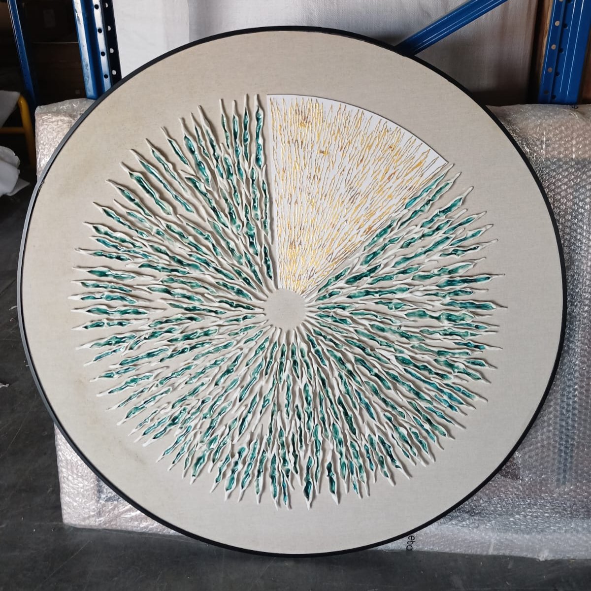 AS IS - Handmade Ceramic and Gold Foil Painting 120 cm Diameter PCA-003