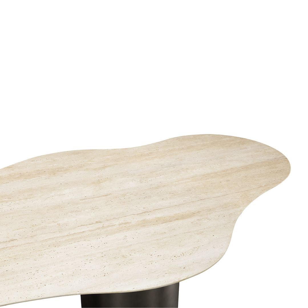 White Travertine Dining table T534 -  Dining Tables - ebarza Furniture UAE | Shop Modern Furniture in Abu Dhabi & Dubai - مفروشات ايبازرا في الامارات | تسوق اثاث عصري وديكورات مميزة في دبي وابوظبي