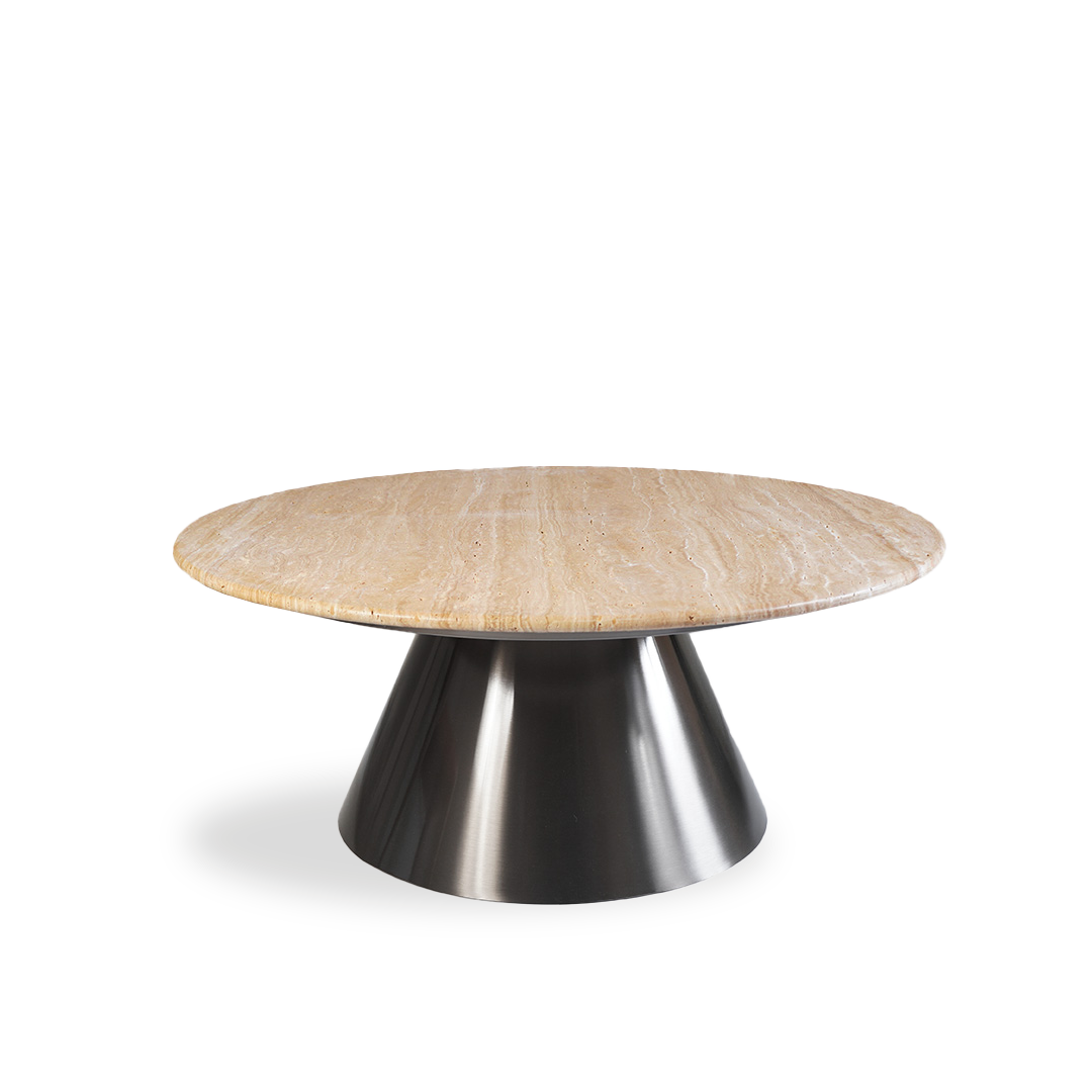 Travertine Top and Stainless Steel Base Coffee Table PZ-C08-B -  Coffee tables - ebarza Furniture UAE | Shop Modern Furniture in Abu Dhabi & Dubai - مفروشات ايبازرا في الامارات | تسوق اثاث عصري وديكورات مميزة في دبي وابوظبي