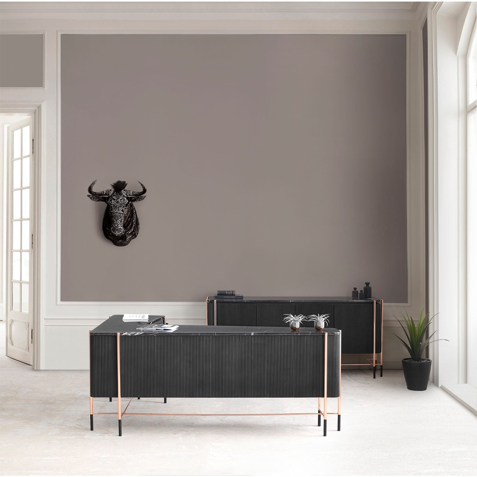 Modern on sale black sideboard