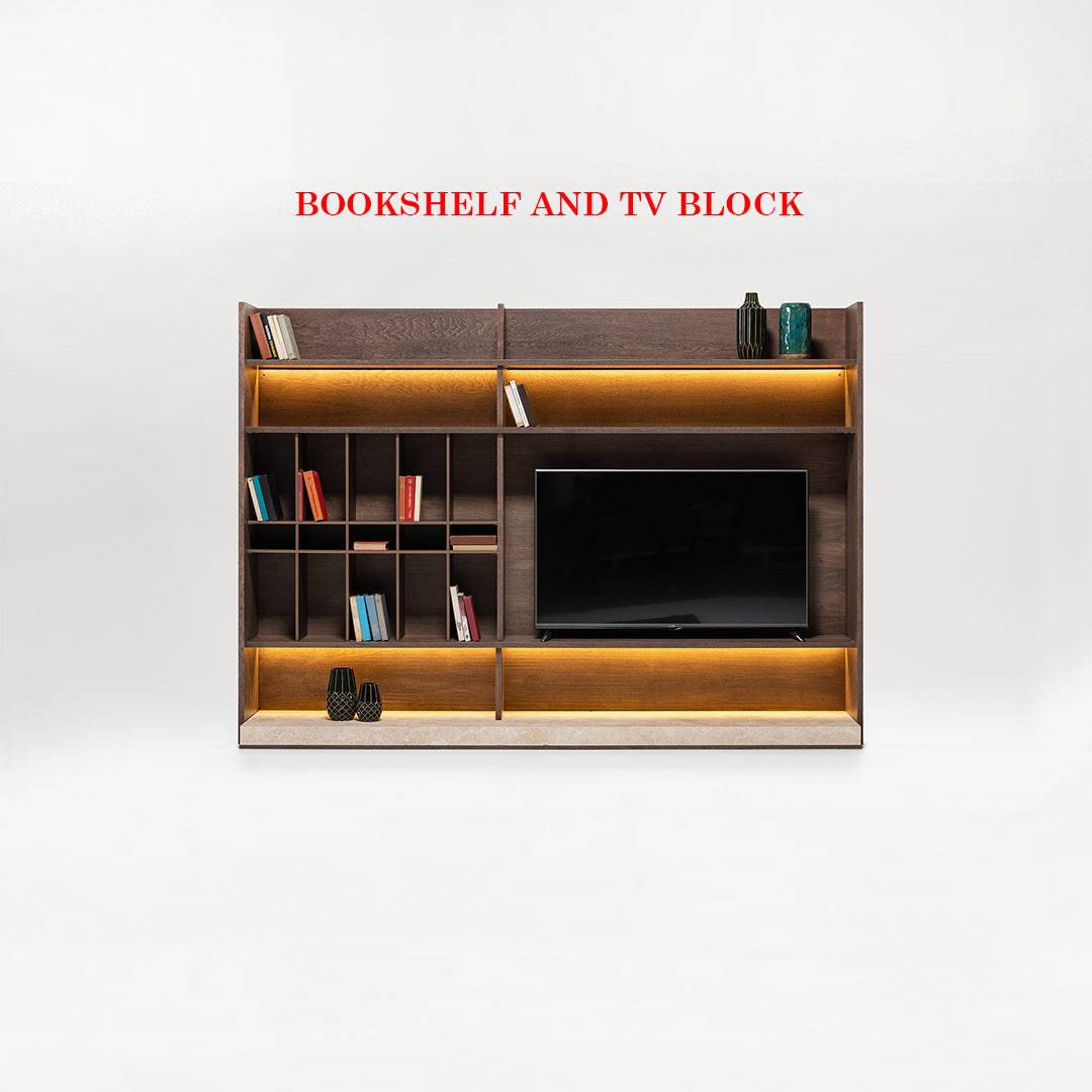 Edessa Wall Unit Bookshelf And Tv Block Edsa-Wall275Tvb -  TV Units - ebarza Furniture UAE | Shop Modern Furniture in Abu Dhabi & Dubai - مفروشات ايبازرا في الامارات | تسوق اثاث عصري وديكورات مميزة في دبي وابوظبي