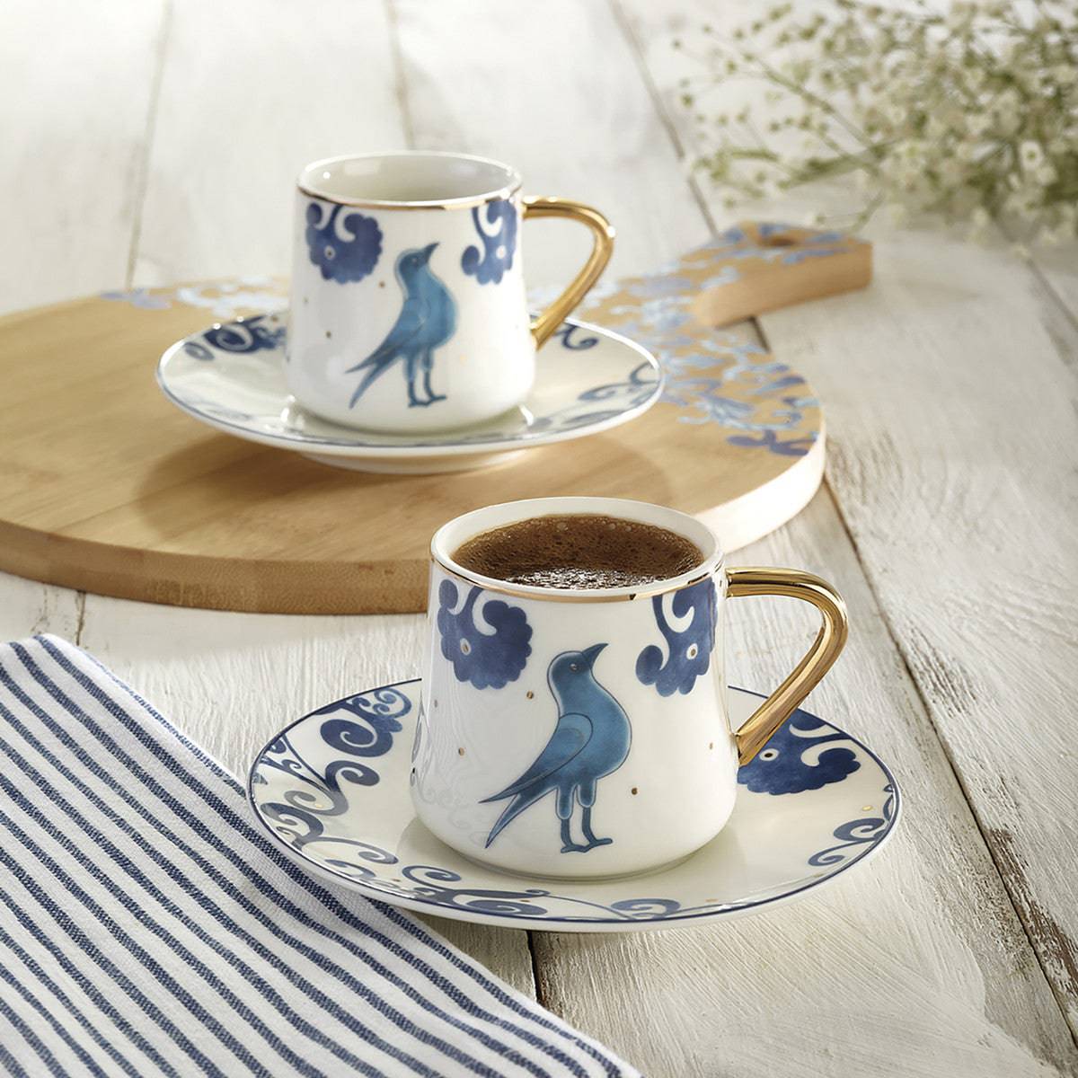 Karaca Passora Set Of 2 Coffee Cups 153.03.06.2191 -  Coffee Sets | طقم 2 فناجين قهوة كاراجا باسورا - ebarza Furniture UAE | Shop Modern Furniture in Abu Dhabi & Dubai - مفروشات ايبازرا في الامارات | تسوق اثاث عصري وديكورات مميزة في دبي وابوظبي