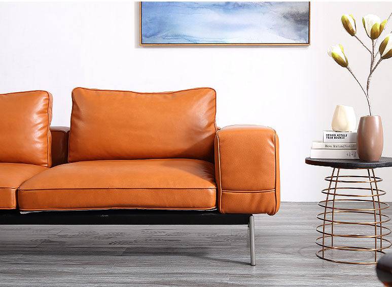 Burnt orange deals leather sectional