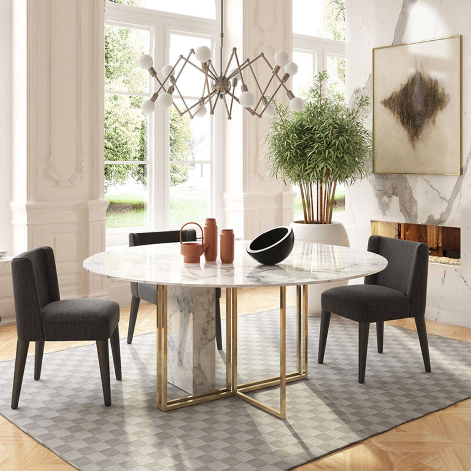 Modern marble deals dining table set