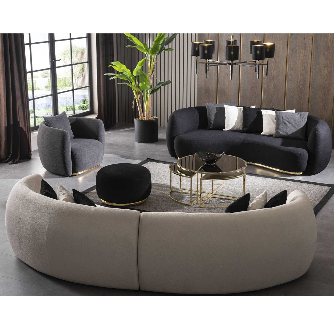 Gray curved deals sofa