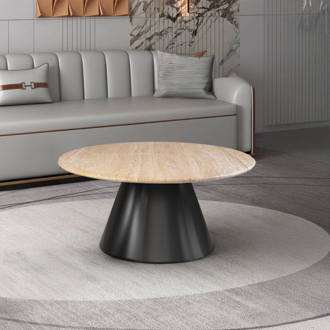 Travertine Top and Stainless Steel Base Coffee Table PZ-C08-B -  Coffee tables - ebarza Furniture UAE | Shop Modern Furniture in Abu Dhabi & Dubai - مفروشات ايبازرا في الامارات | تسوق اثاث عصري وديكورات مميزة في دبي وابوظبي