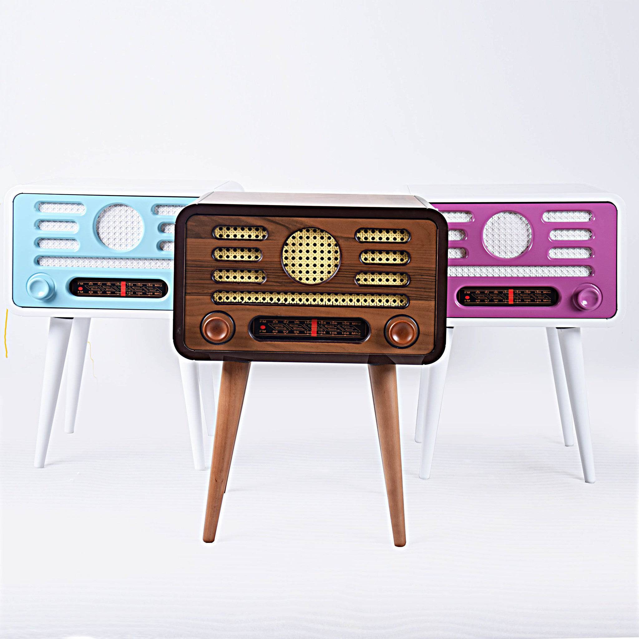 Buy Vintage Radio Style Side Table With Storage Nostalji̇001