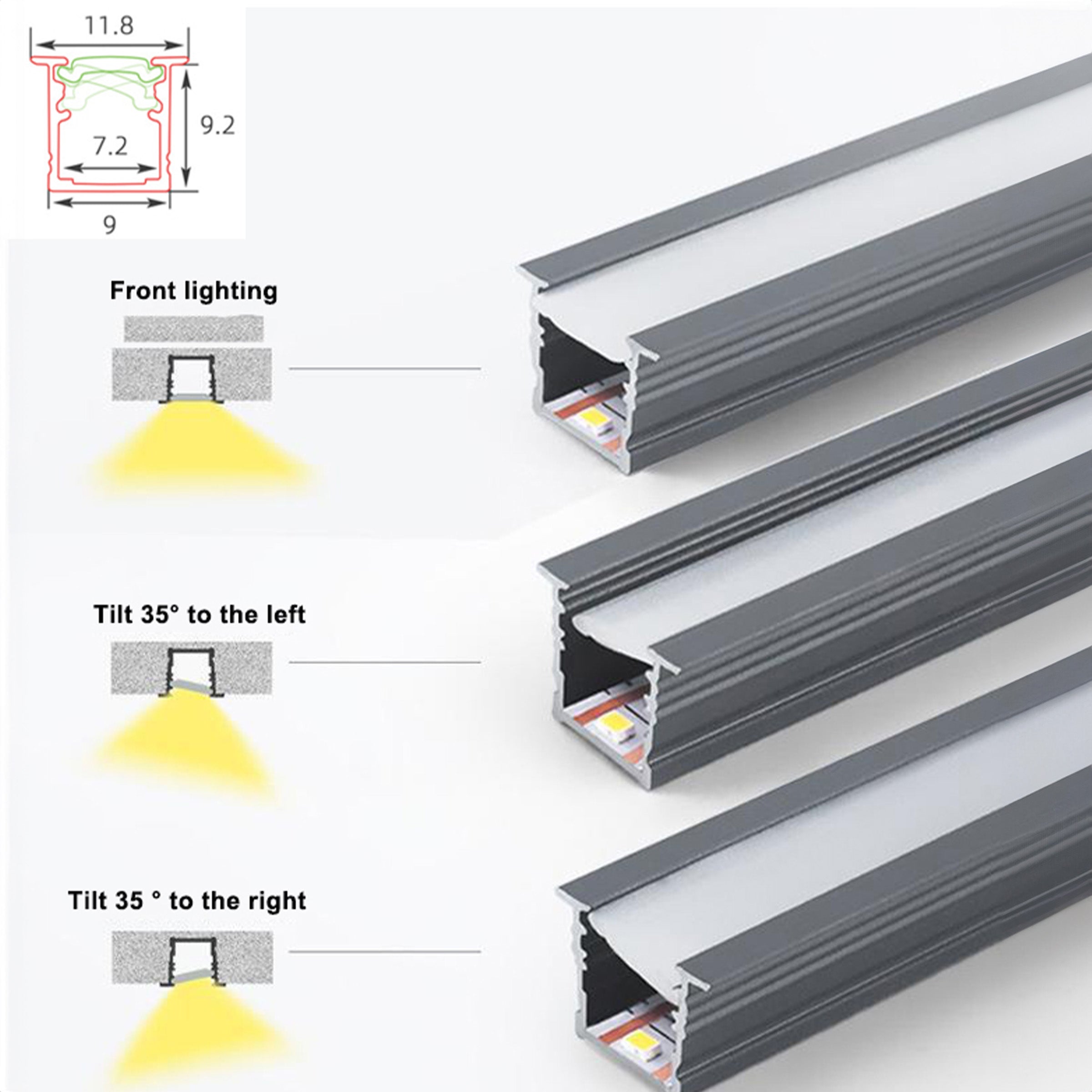 LED Light profile Welding-free slotted light aluminum material (with lamp strip) CH4-AL107-Grey-3m/length-3000k -  Hangers | رافعة خزانة الملابس لتركيب اللوحة - ebarza Furniture UAE | Shop Modern Furniture in Abu Dhabi & Dubai - مفروشات ايبازرا في الامارات | تسوق اثاث عصري وديكورات مميزة في دبي وابوظبي