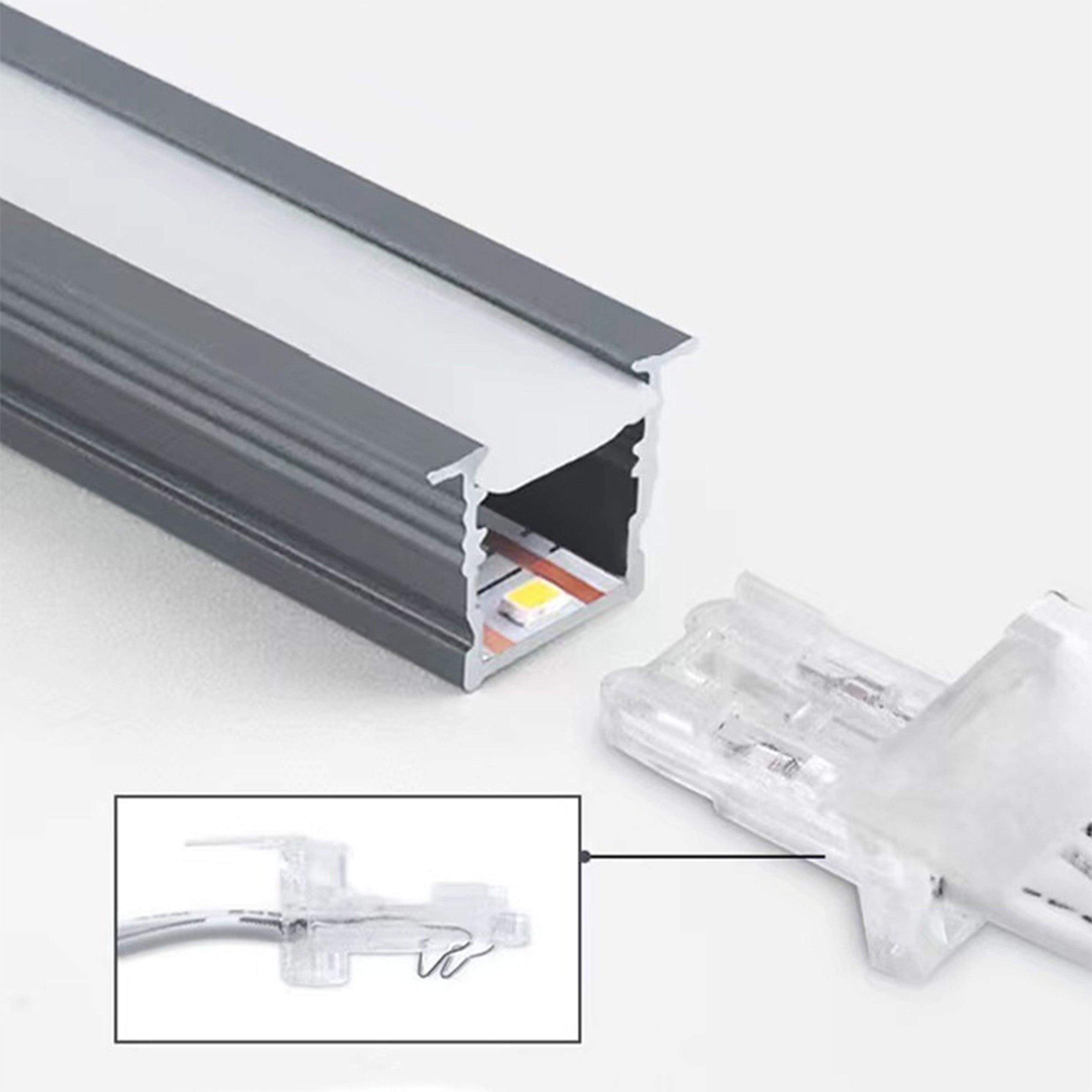 LED Light profile Welding-free slotted light aluminum material (with lamp strip) CH4-AL107-Grey-3m/length-3000k -  Hangers | رافعة خزانة الملابس لتركيب اللوحة - ebarza Furniture UAE | Shop Modern Furniture in Abu Dhabi & Dubai - مفروشات ايبازرا في الامارات | تسوق اثاث عصري وديكورات مميزة في دبي وابوظبي