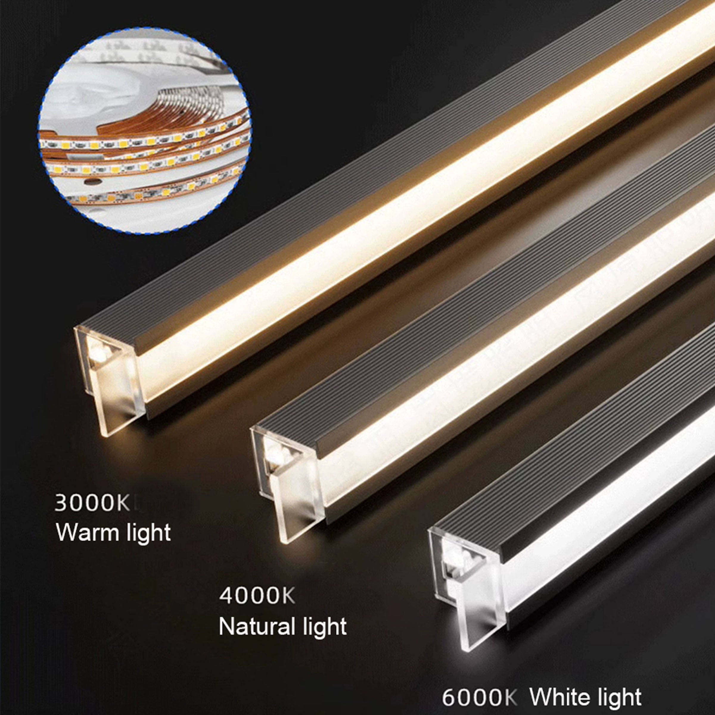 LED Light profile Welding-free slotted light aluminum material (with lamp strip) CH4-AL107-Grey-3m/length-3000k -  Hangers | رافعة خزانة الملابس لتركيب اللوحة - ebarza Furniture UAE | Shop Modern Furniture in Abu Dhabi & Dubai - مفروشات ايبازرا في الامارات | تسوق اثاث عصري وديكورات مميزة في دبي وابوظبي