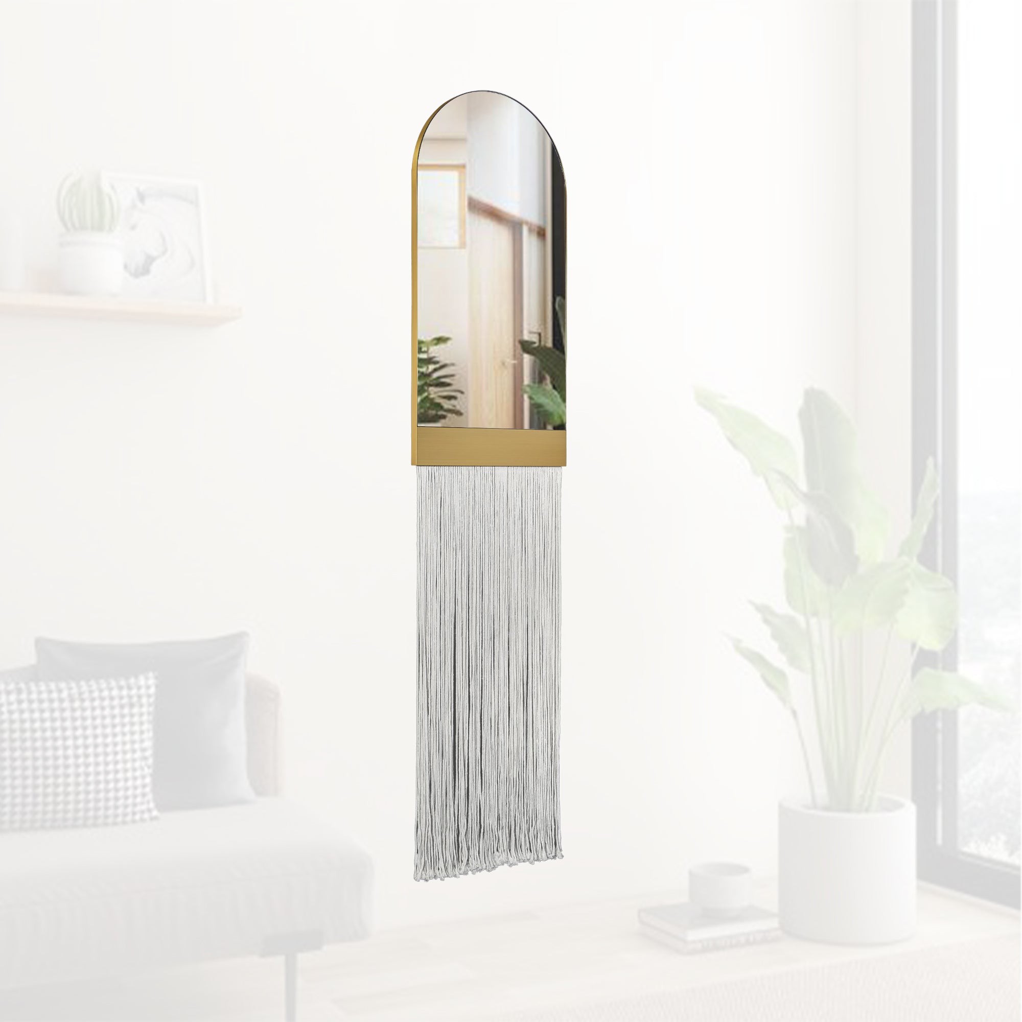 Mirror Wall Décor SS+rope  OA-9352 -  Mirrors | مرآة حائط ديكور ستانلس ستيل + حبل - ebarza Furniture UAE | Shop Modern Furniture in Abu Dhabi & Dubai - مفروشات ايبازرا في الامارات | تسوق اثاث عصري وديكورات مميزة في دبي وابوظبي