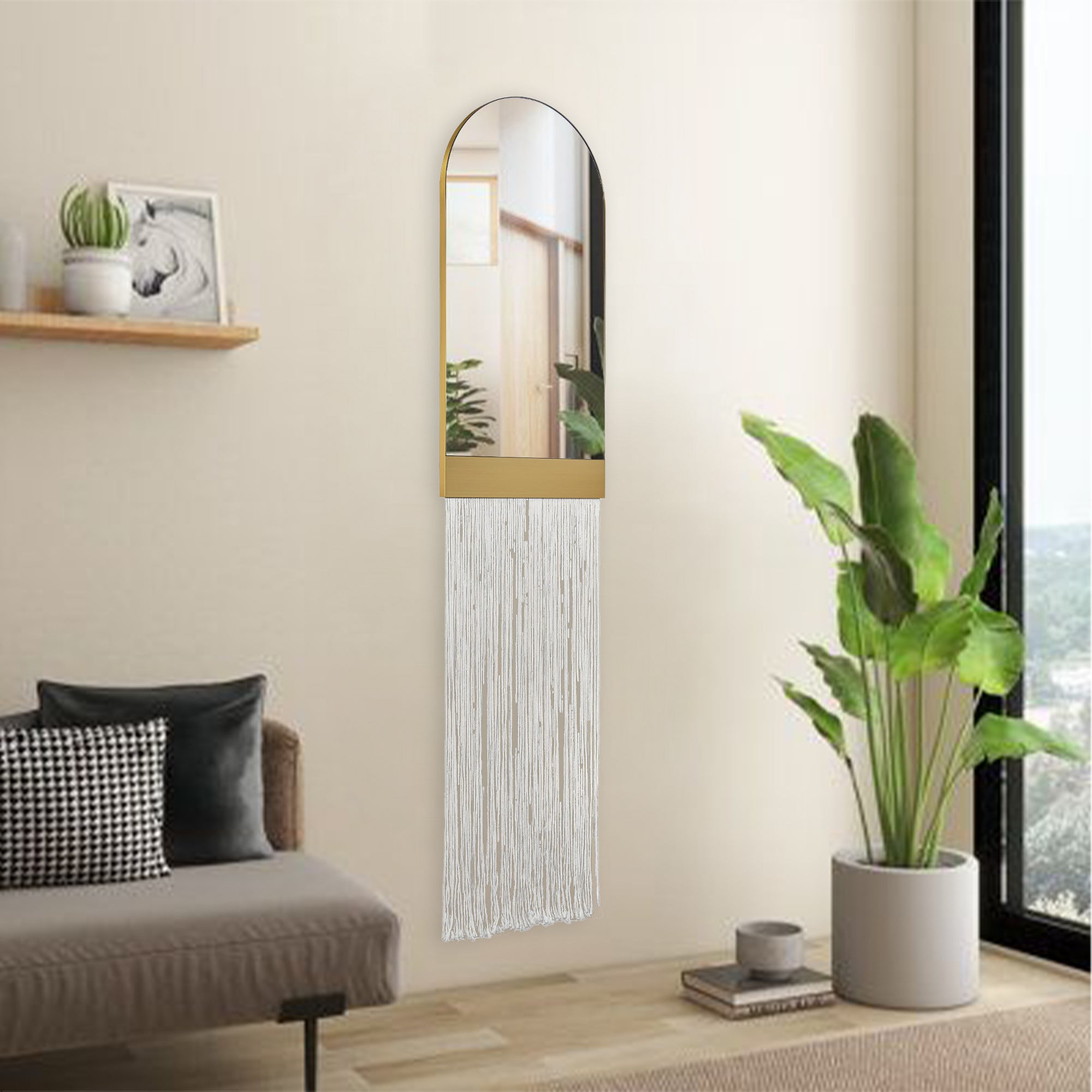 Mirror Wall Décor SS+rope  OA-9352 -  Mirrors | مرآة حائط ديكور ستانلس ستيل + حبل - ebarza Furniture UAE | Shop Modern Furniture in Abu Dhabi & Dubai - مفروشات ايبازرا في الامارات | تسوق اثاث عصري وديكورات مميزة في دبي وابوظبي