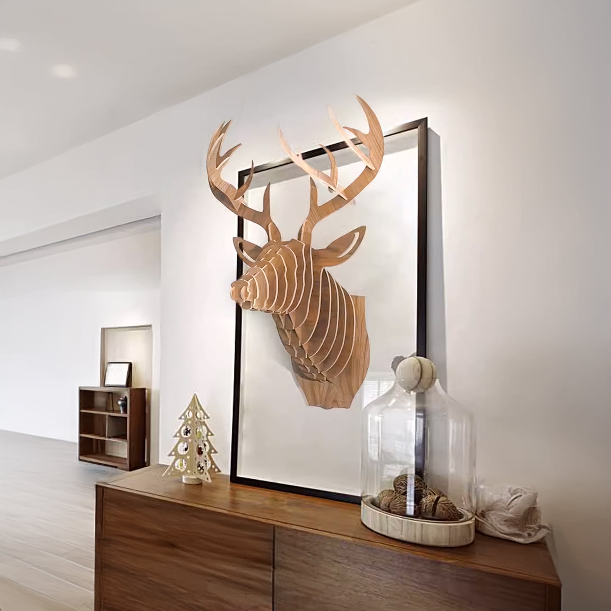 Art Home Deer Wall Decoration Wood Crafts (Large) Wdp001Ln -  Shelves - ebarza Furniture UAE | Shop Modern Furniture in Abu Dhabi & Dubai - مفروشات ايبازرا في الامارات | تسوق اثاث عصري وديكورات مميزة في دبي وابوظبي