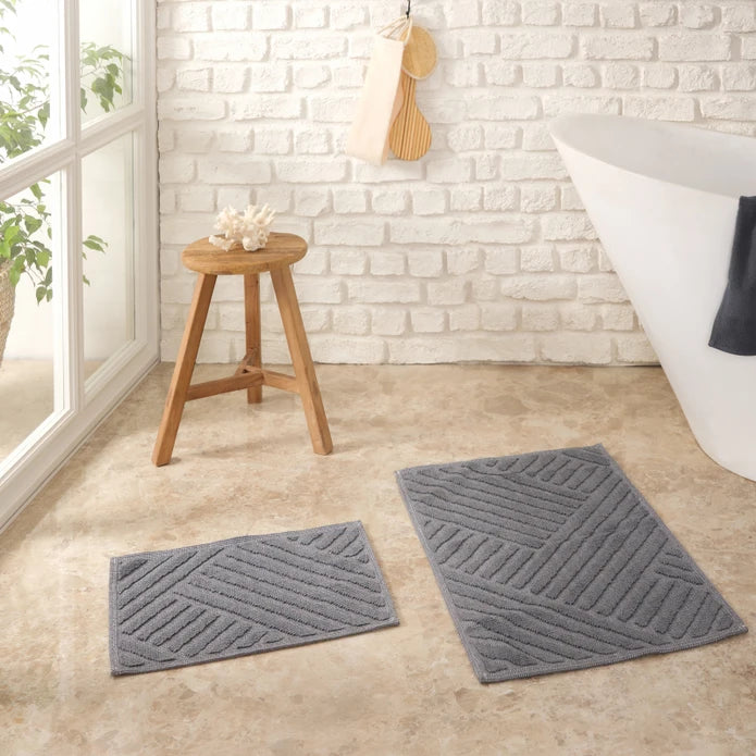 KARACA Cotton Bath Mats for Bathroom Floor Milly Bathroom Mats Set